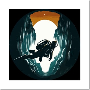 Vintage Cave Diving Adventure Posters and Art